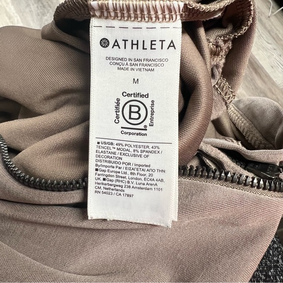 Athleta Women's M Taupe Brown Seasoft Quarter Zip Mock Neck - Picture 7 of 8